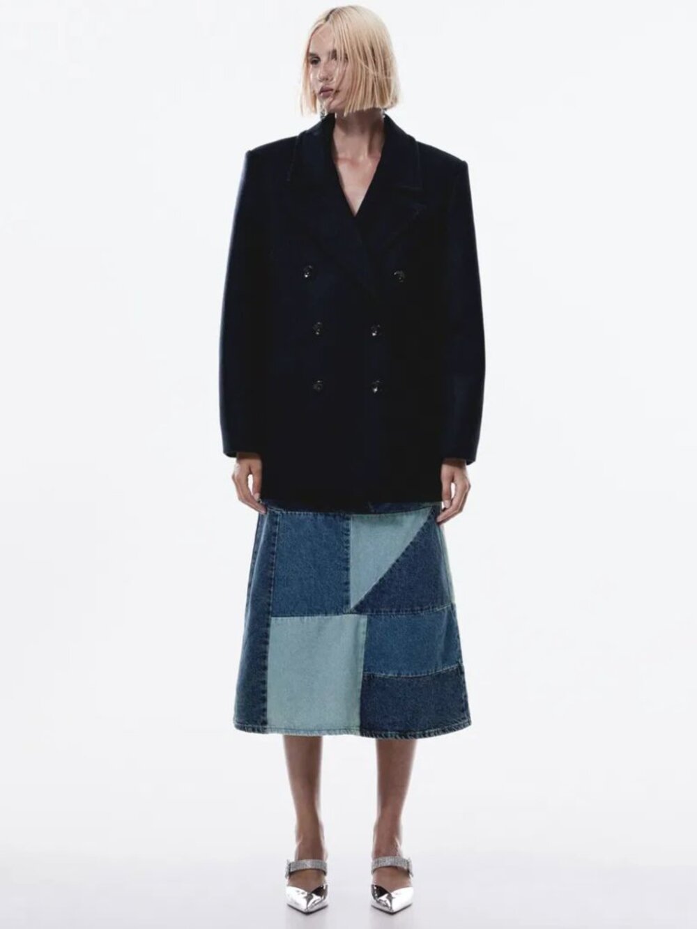 MANGO MNG Women Navy Flipper Wool Blend Pea Coat Size XS or M NWT 199$+TAX